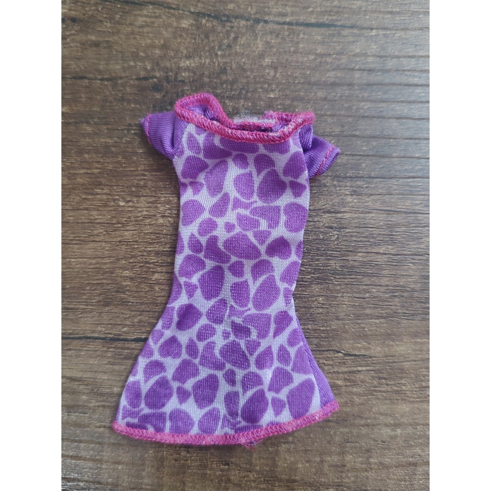 Purple Leopard Print Top Short Sleeve Pink Trim Fits Monster Rainbow High Z34